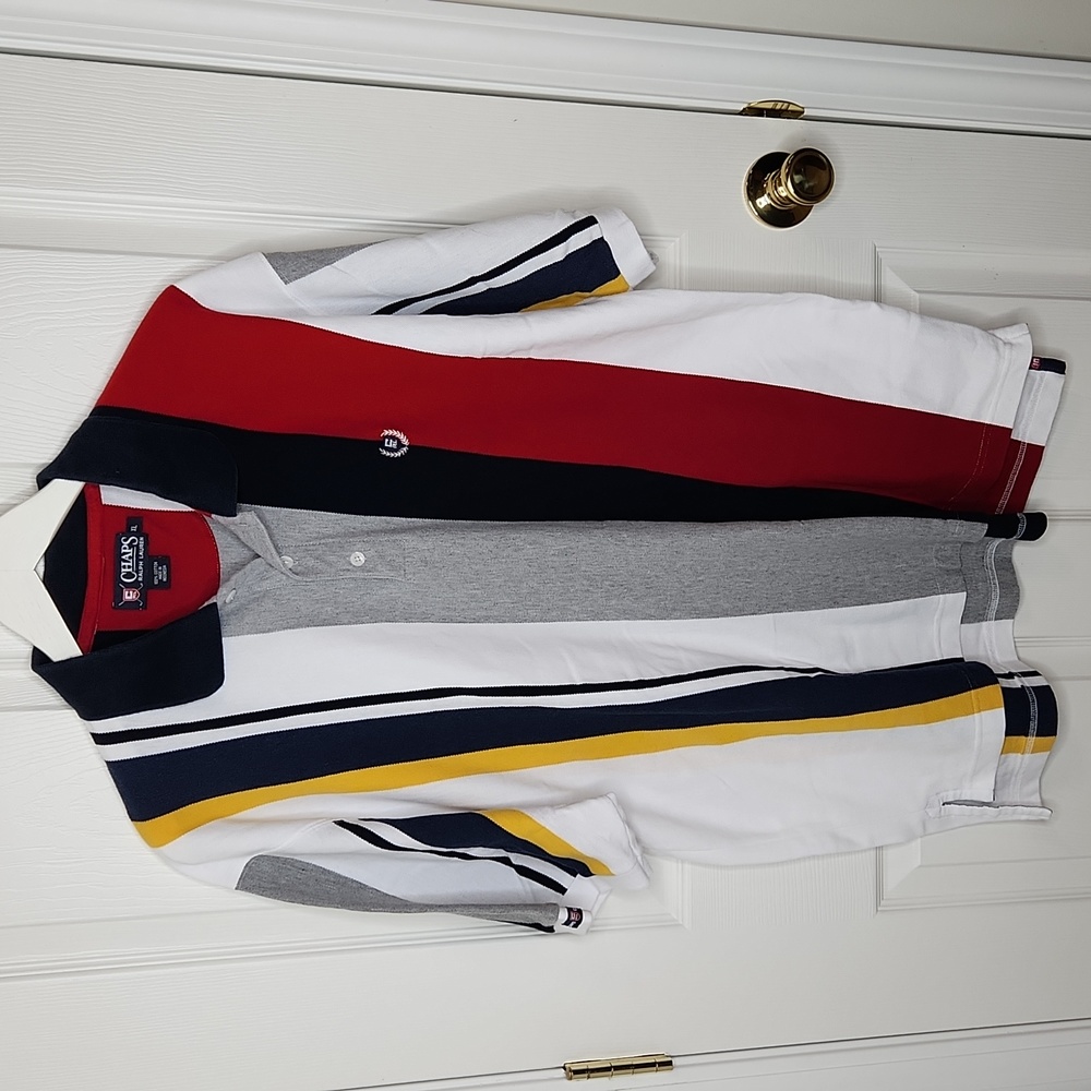Men's Chaps Ralph Lauren longsleeve golf pique polo color block size XL